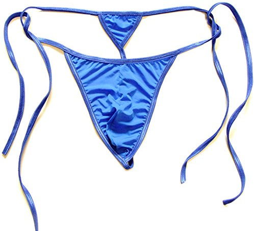 FORNY Mens Sexy Underwears Tie Side G String Comfortable T Back Thongs Briefs (Blue)
