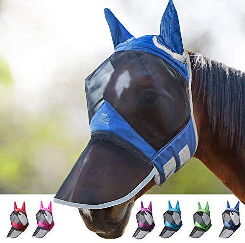Harrison Howard CareMaster Pro Luminous Máscara Anti-Moscas Protección con Orejas y Nariz BLU Navy (S; Pony)
