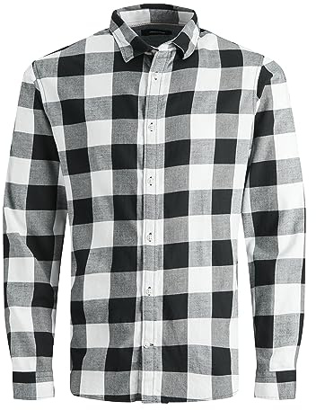 Jack & Jones Camicia a Quadri da Uomo Slim Fit, Whisper Bianco, M