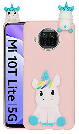 HopMore Kompatibel mit Xiaomi Mi 10T Lite 5G Hülle Dünn Silikon Weich Gel 3D Tier Motiv Slim Case Stoßfest Handyhülle Xiaomi Mi 10T Lite 5G Silikonhülle Schutzhülle Cover - Rosa Einhorn