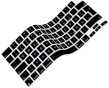 Arisase Ultradünne Silikon-Tastatur-Schutzhülle für MacBook Air 13,6 Zoll (Modell: A2681), mit M2-Chip 2022, weiches Zubehör, EU/UK-Layout (Deutsch-Schwarz)