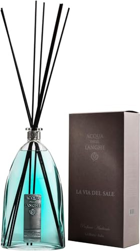 Acqua delle Langhe - Raumduft Diffuser, La Via del Sale Duft, 1500 ML - Aromadiffuser mit Rattanstäbchen - Hergestellt in Italien