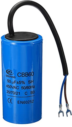 PATIKIL CBB60 50uF Running Capacitor, AC 450V 2 Wires 50/60Hz Cylinder 100x50mm for Air Compressor Motor, Washing Machines, Refrigerators Motor Start