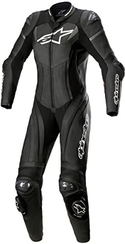 Alpinestars Stella GP Plus 1tlg. Lederkombi Damen Schwarz/Weiss/Metallic Grau 1-Teiler Motorrad-Kombi Leder 46