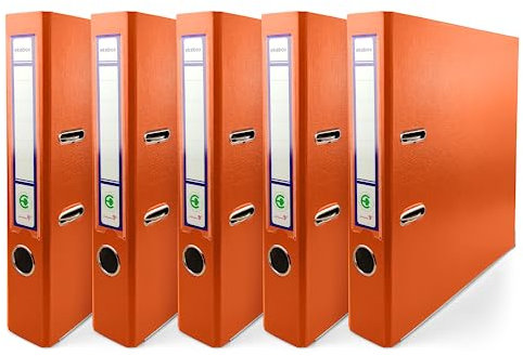 Netuno 5x Ring-Buch orange DIN A4 2-Ring-Mechanik 5cm Ringmappe a4 schmaler Aktenordner a4 schmal Aktenordner dünn Kunststoffordner a4 einfarbig Ordner Dokumente Ringbuch Ordner Schulordner
