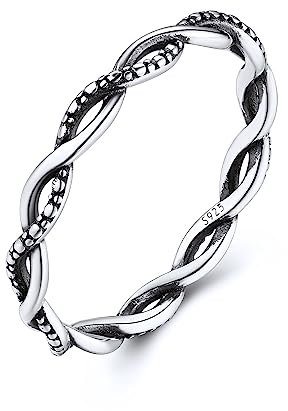 FOCALOOK Damen Ring Wellen Ring Ringe Ineinander Größe 59mm Verlobungsring Trauringe Stimmungsring Schmuck für Verlobung