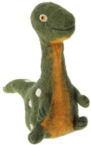 GURU SHOP Filz Eierwärmer, Handgemachte Filzdekoration aus Nepal, Filztier - Dino, Grün, 19x11x9 cm, Küchenaccessoires, Sonstiges