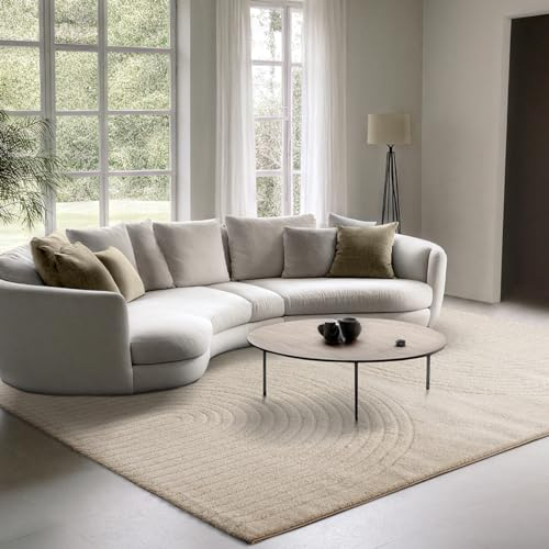 the carpet Elisa moderner Wohnzimmer Teppich, geometrisches Design, hohe Flordichte und angenehm weich, Beige, 80 x 150 cm