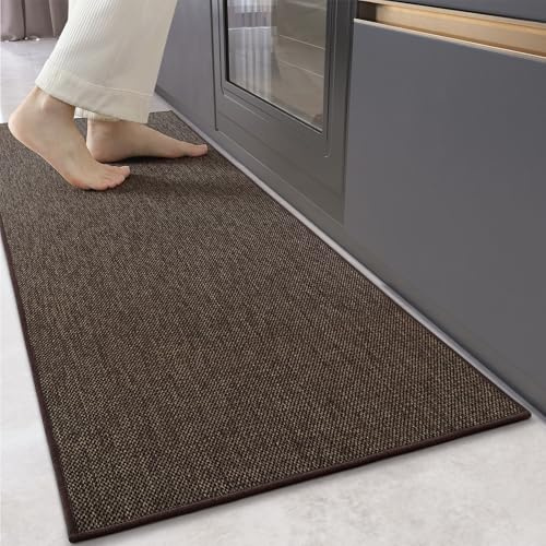 Color&Geometry Alfombras de Cocina Antideslizantes Lavables 43x120cm, Alfombras Delgadas Tejidas de Cocina de 4mm, Alfombra de Suelo Absorbentes para Delante del Fregadero, Pasillo, Marrón