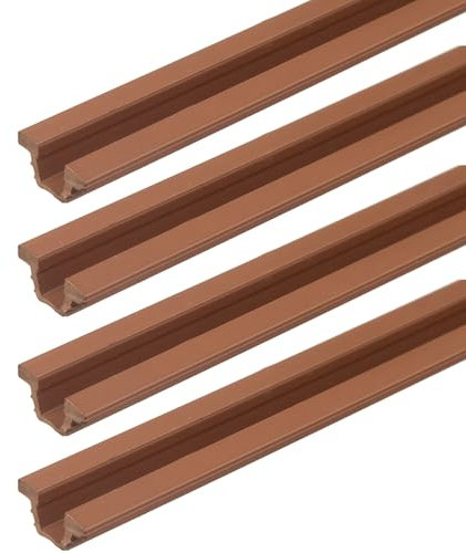 cyclingcolors 4 Stück Laufschiene für Schranktür Schiebetürbeschlag für Glas-Tür Führungsschiene für Holz-Tür Kunststoff für Möbel-Schiebetürbeschläge, Braun