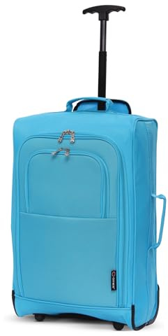 5 Cities 55x40x20cm Ryanair Cabin Suitcase Trolley Bag, 42L, 1.45kg | Fits Ryanair, easyJet Plus, BA, Wizz, Jet2 & KLM, Lightweight 1.45kg, Wheels, 42L Carry On Hand Luggage, Durable, Black