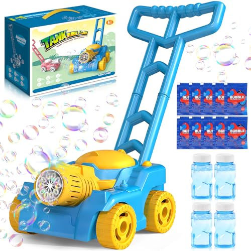 KDISHKRA Macchina per Bolle Bambini 3 Anni+, Tosaerba Bolle Anti-Perdita, Giocattoli a Sapone Con Luce LED, Macchina Automatica per Soffiatore Di Bolle, Nozze & Festa Esterna