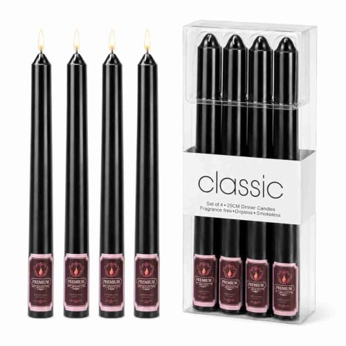 Black Taper Candles, Solid Colour, 27 cm, Set of 4