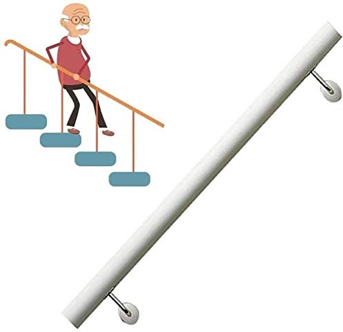 Geyao Stair banister handrail 30-600cm White Wooden Handrail, Corridor Non-Slip Stair Handrail, Against the Wall Elderly and Children's Loft Railings Support Rod for Home Indoor Stair