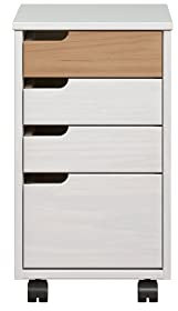 Inter-Furn Rollcontainer, Kiefernholz, Kiefer Weiß/Honig, 32 x 56 x 38 cm