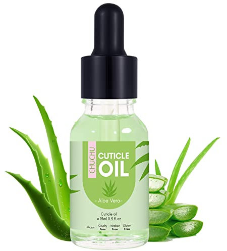 CHUCHU Cuticle Oil for Nails, Jojoba Nail Cuticle Oil Contain Vitamin B & E, Moisturizes Cuticle and Nail's Skin, Strengthens Nails, Prevents Hangnails and Chapped(Aloe vera)