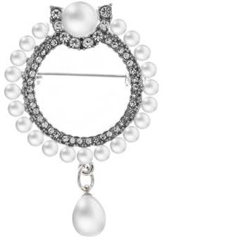 Spilla Gioiello Ghirlanda in lega Ciondolo con perla Spilla da donna con fiore tondo con diamanti Spilla da abito da uomo argento