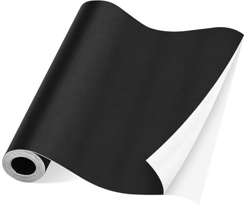 Vicloon Kunstleder Selbstklebend - Leder Reparatur Patch Schwarz 160X34 cm, Verschleißfest und Kratzfest für Couch, Autositz, Sofa, Möbel Renovierung