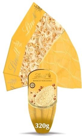 Lindt Uova di Pasqua 2026 Cioccolato Bianco e Nocciole, Uovo al Cioccolato Bianco con Nocciole Piemonte IGP, con Sorpresa, 320g