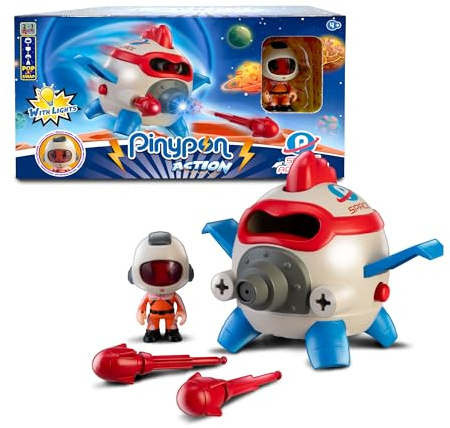 Giochi preziosi Spa Pinypon Action - Nave Spaziale con Luci per Viaggiare ed Esplorare lo Spazio, 1 Bambola Astronauta e Accessori di Gioco, Giocattolo per Ragazzi e Ragazze Da 4 anni, Famosa