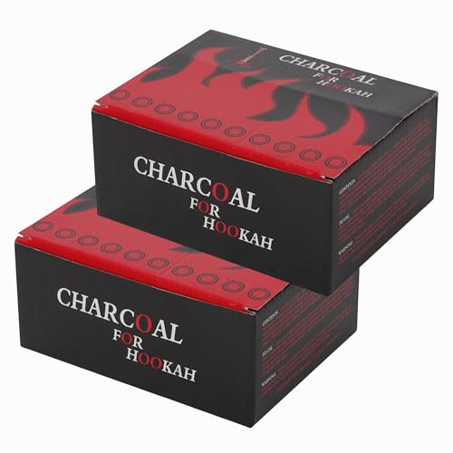 Glamified Shisha Hookah Charcoal Intense Shish Bahkoor Instant Light Premium Quick Lighting… (2 Box (200 Dishes))