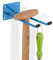 Relaxdays 2 x Gerätehalter Wand, Länge 24 cm, Doppelhaken, Wandhaken Garage, Werkstatt & Keller, Besenhalter Stahl, Haken, blau