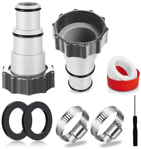 Intex 2 Threaded Connection Pool Pumps Adapter, 1.25 to 1.5 Replacement Hose Adaptor for Pumps A Series, Durable Heat-Resistant Adapter