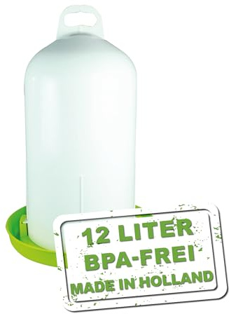 MeineHennen Hühnertränke 12L Doppelmantel - Frostfeste & UV-beständige Geflügeltränke von Oben befüllbar -Bruchfester Kunststoff für Hühner & Wachteln - Wassertränke mit Bajonettverschluss - Grün