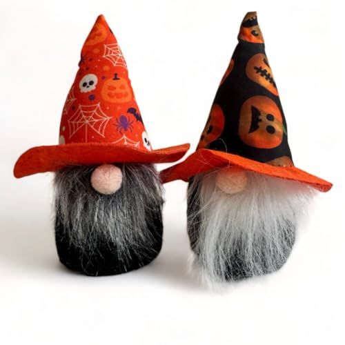 NARAMAKI 2 Gnomi di Halloween Decorativi 15cm - Coppia di Gnomi Halloween Senza Volto - Allestimenti per Halloween - Decorazioni Halloween - Autunnale