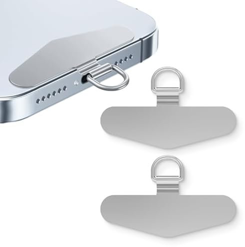 ZEPIQOR 2 cadenas para teléfono móvil, parche multifuncional para teléfono móvil, almohadillas universales de acero inoxidable, cadena universal para teléfono móvil