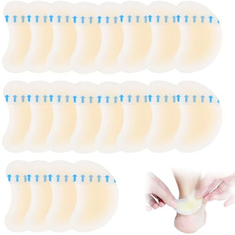 20 Pezzi Cerotti per Vesciche, Cerotti piedi per Tallone Piede, Blister Cushions for Heel, Toe & Foot, Water Resistant Bandages, Piede e Protezione della Pelle