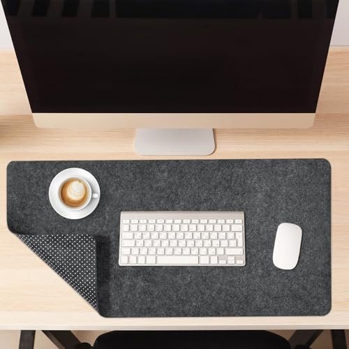 JIANTA Felt Desk Mat, Large Mouse Pad, Non-Slip Writing Pad, Desk Pad Table Protector for Office and Home (80 x 40 cm, Dark Grey)