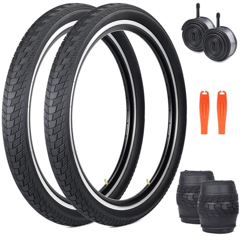 ZUKKA 2 st hopfällbart däck 20/24/26/27,5 x 2,40 kappa och 2 st 20/24/26/27,5 tums slang AV35 mm ventil för barncykel, MTB mountainbike, MX Freestyle pendlarcykel