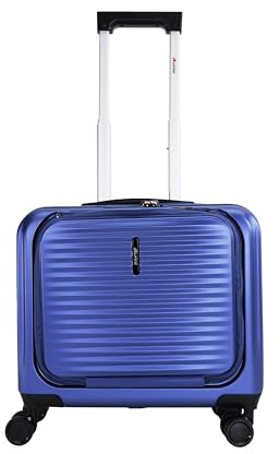 ALPINI Valise malettes Rigide à 8 roulettes pour Ordinateur, Compatiment pour PC 13 à15 pousses (B-Pilot-R, Bleu (Blue), Cabine 42.5x20x44cm -31L)