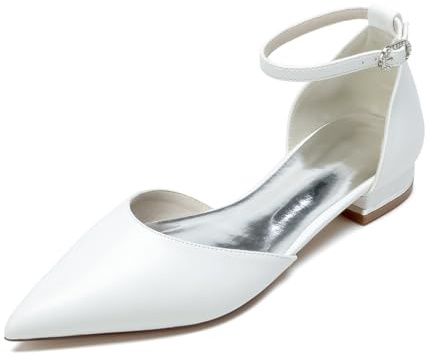 Scarpette Sposa Eleganti e Comode | Décolleté Bianco, Perfette da Matrimonio a Lavoro,Bianca,43