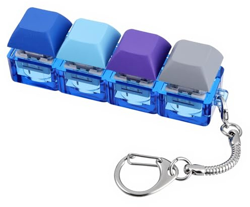Mabor Tangentbord Fidget Clicker Keyboard Fidget Nyckelring med 4 färger dekompressionsknapp, stresslindrande gåvor för vuxna män och kvinnor för att lindra stress och tid