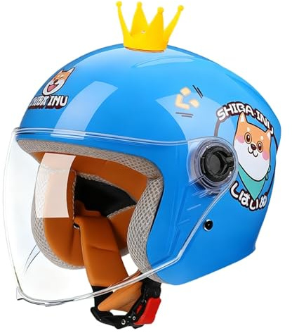 Casque Jet Moto pour Enfants Mignon avec Visière Solaire, Homologué ECE 22.06, Demi-Casque De Protection pour Enfants De 3 À 12 Ans (Garçons Et Filles) C,48-54cm