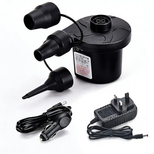 Electric Air Pump, Portable Air Pump for Inflatables with 3 Nozzles, Quick-Fill Inflator/Deflator Pumps for Inflatable Pool, Swimming Ring, Air Mattress Beds, Boats