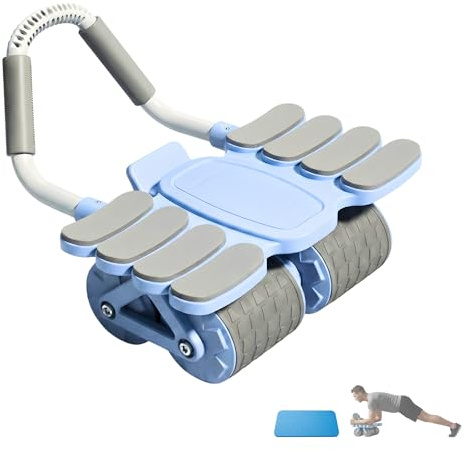 Rullo Addominale. Ruota Addominali con Rimbalzo Automatico, Ab Roller con Supporto per i Gomiti, Include Supporto. Kit per Allenamento a Casa per Principianti.