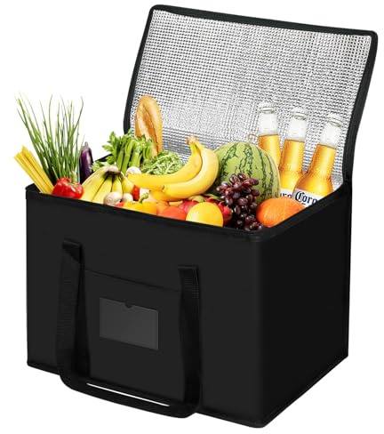 Cooler Bag 43x31x30cm, 420D Oxford Cloth Thermal Insulated, 40L | Reusable Food Delivery Bag, For Food Travel Camping Picnic Shopping BBQ, Cool Box, Lunch Bag