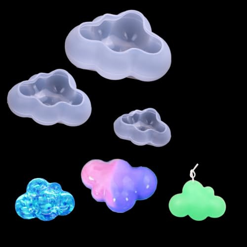 FineInno 3 Pièces Moules de Nuage 3D Cloud Molds Resin Molds Silicone Moulage pour Époxy Résine Bougies, Savon,Artisanat Ornements