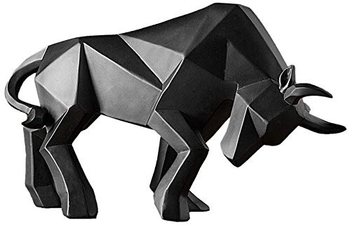 Vinbcorw Estatua de Toro, Resina, Escultura de toros, Escultura de Toro, decoración del hogar, Mercado de valores, estatuas de la Suerte, Figura Abstracta, Regalo de Empresa,Negro