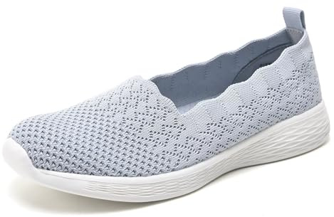 Puxowe Zapatillas Slip On Mujer Ligeras y Transpirables Zapatos Deportivos Cómodos Zapatos de Ocio Zapatos para Caminar al Aire Libre Fitness 39.5 EU Gris Claro Weit