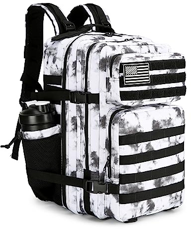 Lovelinks21 45L Tactical Assault Backpack 3 day assault pack with Molle Waterproof backpack Rucksack for Tactical Backpacks (BlackWhite Camo)