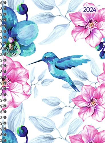 Ladytimer Carpeta de anillas Hummingbird 2024, calendario de bolsillo, A5 (15 x 21 cm), calendario escolar, semanal, encuadernación con anillas, 128 páginas Alpha Edition