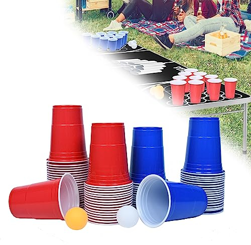 JOIEYOU 200 Beer Pong Becher Beerpong Partybecher Sets 20 Bällen Beerpongbecher Plastikbecher Trinkbecher für Weihnachten Party Trinkspiele Hochzeit (200Becher + 20 Bällen)
