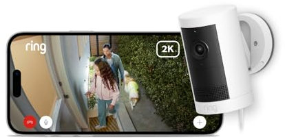 Ring Outdoor Camera Plus (newest gen) Plug-in | Wide-Angle 2K Video with Ring Vision I DIY Wireless Outdoor Security Camera | alternative to CCTV system I 30-day free trial of Ring Subscription Plan