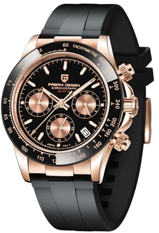 Pagani Design Herrenuhr VK63 Uhrwerk Daytona Chronograph Herren Hommage Quarz Uhr Keramik Lünette Edelstahl Sport Gummiband wasserdichte Taucheruhren Herren