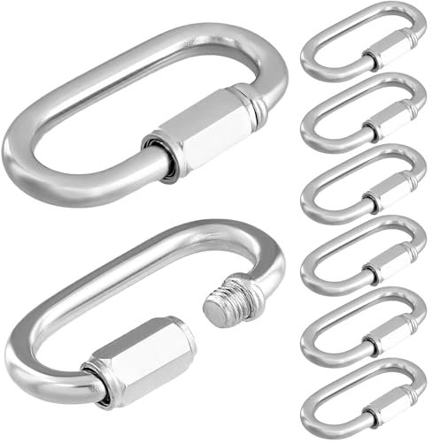 QWORK® 8 Stück M6 Federschnappclip mit Verschluss - Edelstahl 304 - Robuster Schraubverbinder bis 280 kg - Zubehör für Kette, Schlüsselanhänger und mehr