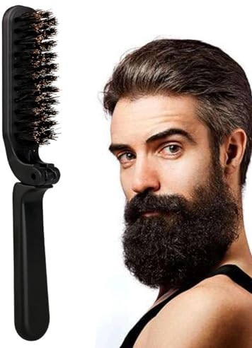 Démêlant À Barbe – Brosses À Cheveux En Poils De Sanglier, Brosse À Barbe Souple Pliable, Outil De Coiffure, Outil De Coiffure Portable, Brosse À Cheveux De Poche Pliable Pour Peigner Les Cheveux
